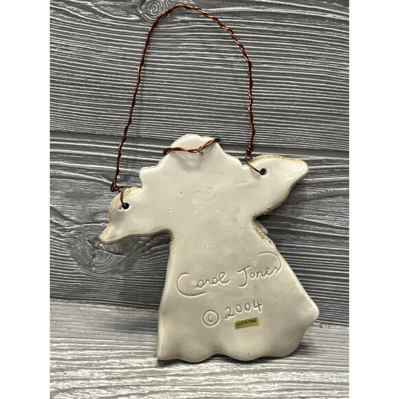 Carol Jones Angel Ceramic Christmas Ornament 2004 Wall Hanging Signed 5.5” - Picture 7 of 8